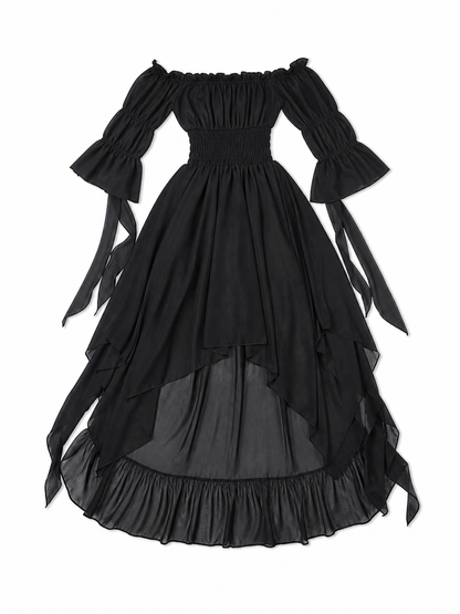 Gothic Lace Dress with Puff Sleeves