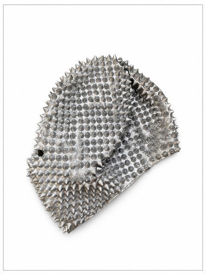 Silver Halloween Mask with Cone-Shaped Spikes for Cosplay