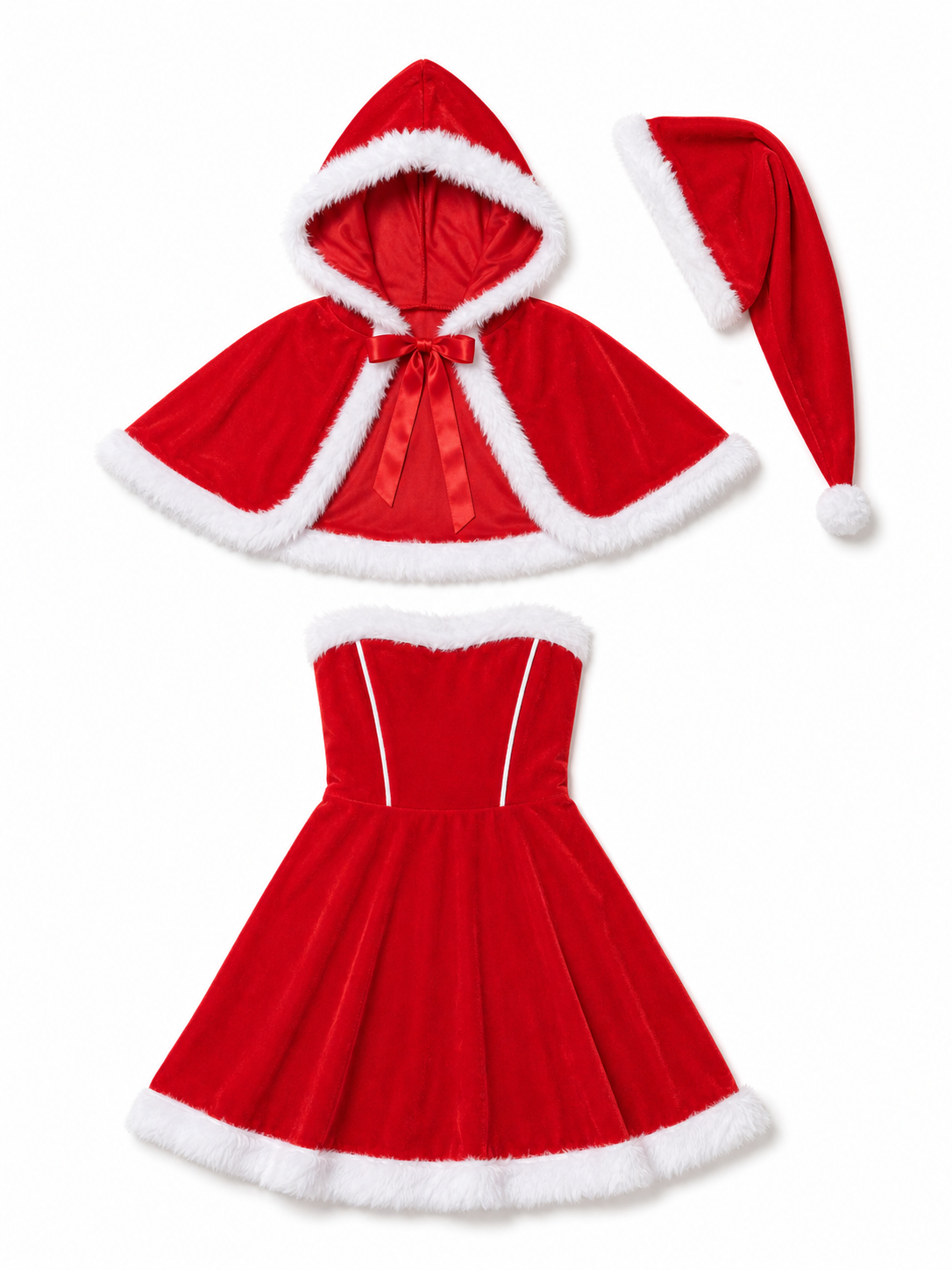 Christmas Costume with Ears and Red Bow