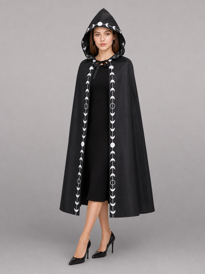 Black carnival cloak with a pointed hood