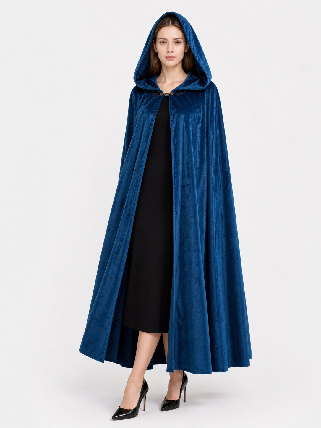 Blue Medieval Hooded Costume Cloak