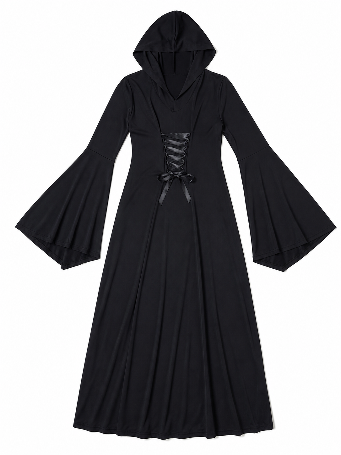 Gothic Zombie Costume: Black Hooded Dress