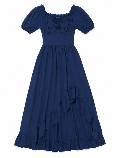 Vintage-style maxi dress with ruffles