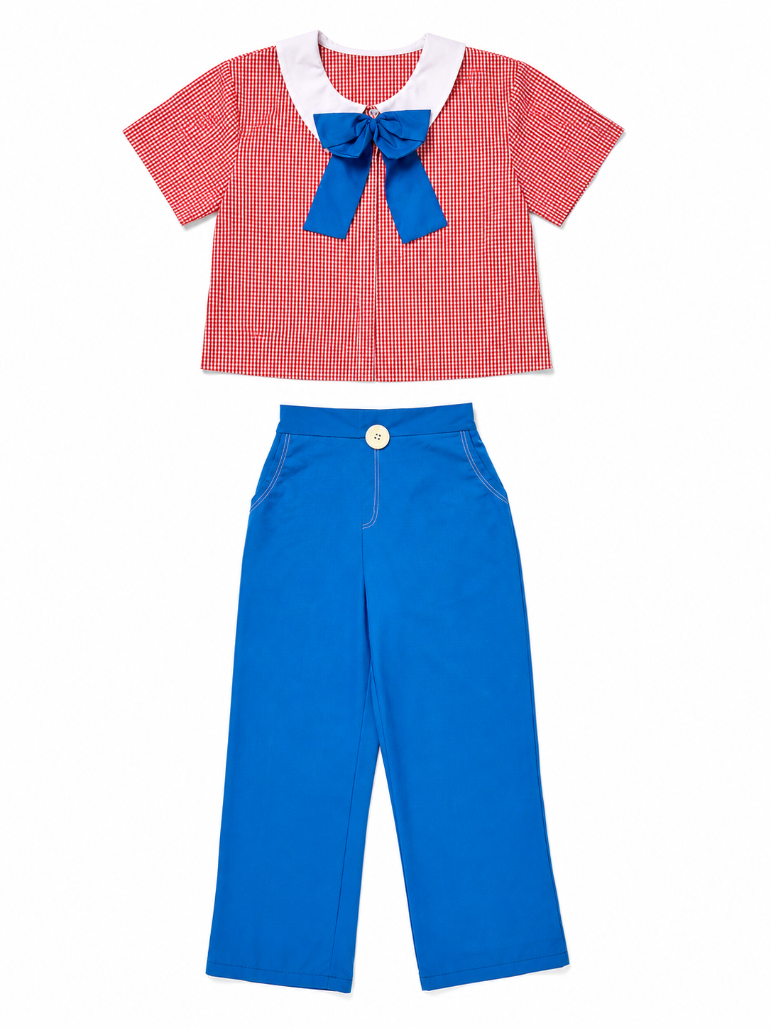 Circus-Style Clown Costume with Bow and Pants