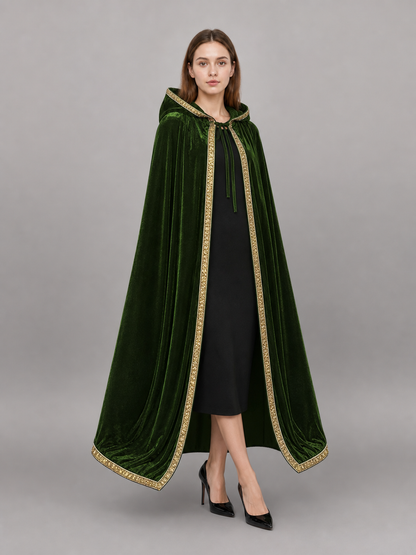 Green Medieval Hooded Costume Cloak