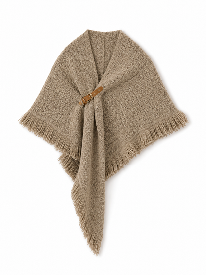 Beige fringed woven costume cape product view 36