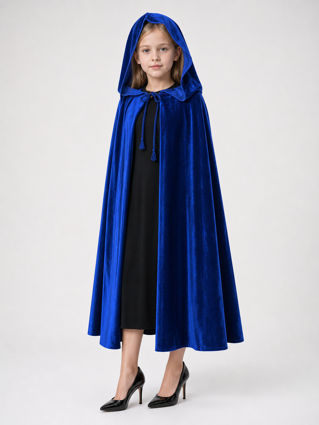 Velvet Hooded Cape, Royal Blue