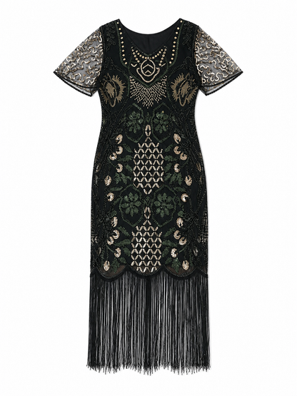 Vintage Art Deco Fringe and Sequin Dress