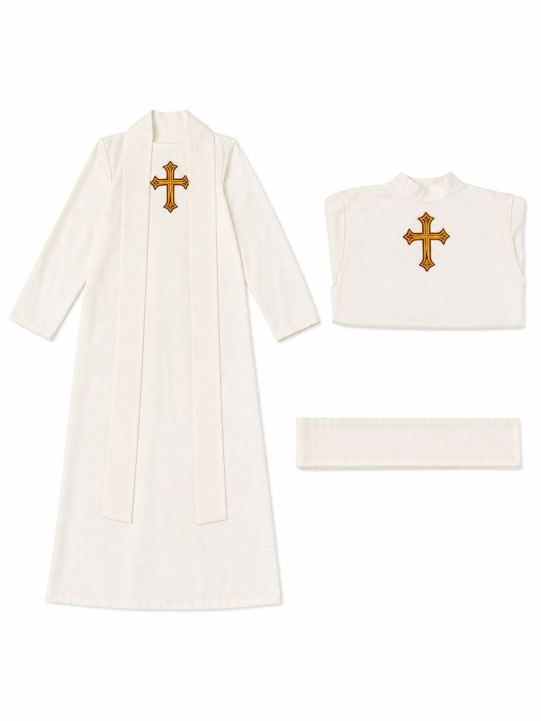 Cosplay Costume: White Cassock with Cross and Belt