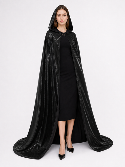 Black Gothic Hooded Carnival Cloak