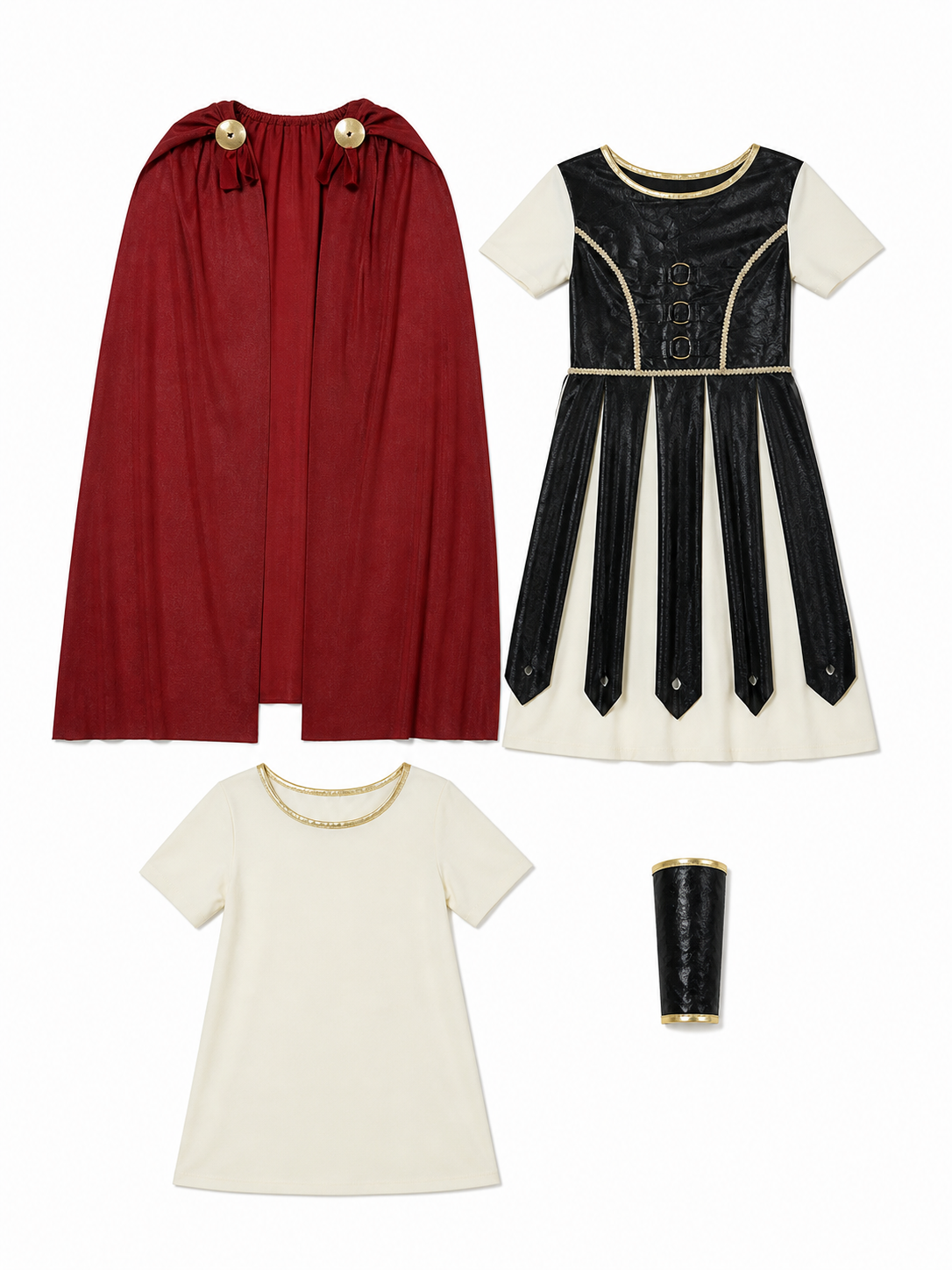 Retro-Style Dress with Red Cape