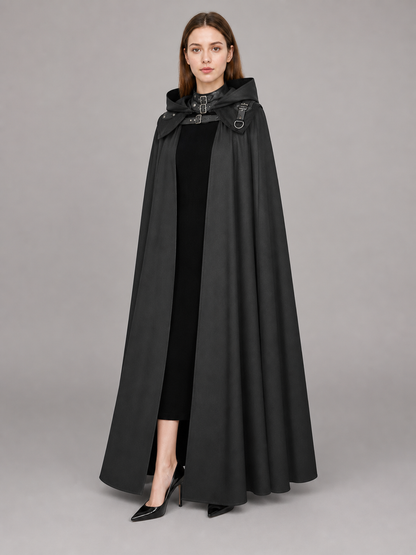 Black Medieval Hooded Costume Cape