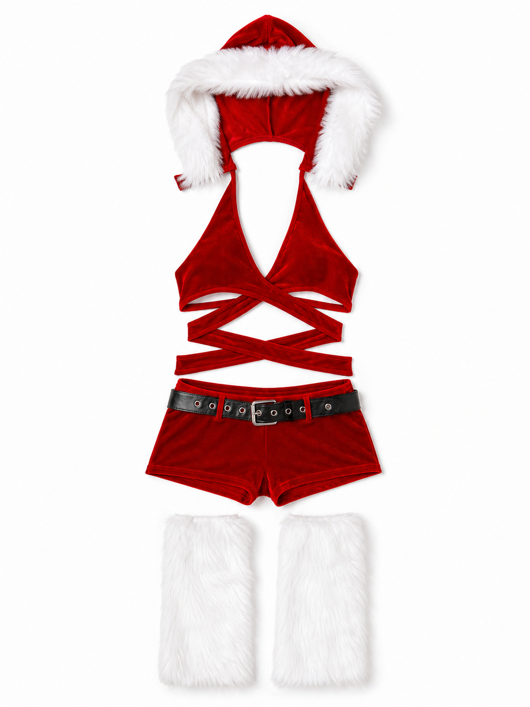 Two-Piece Christmas Costume with an Open Waist
