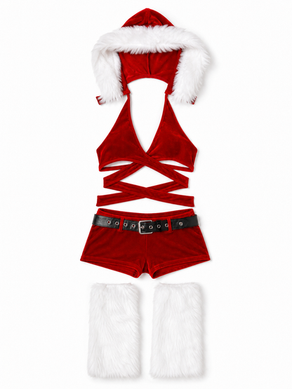 Two-Piece Christmas Costume with an Open Waist