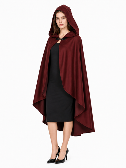 Burgundy Hooded Costume Cloak for Cosplay