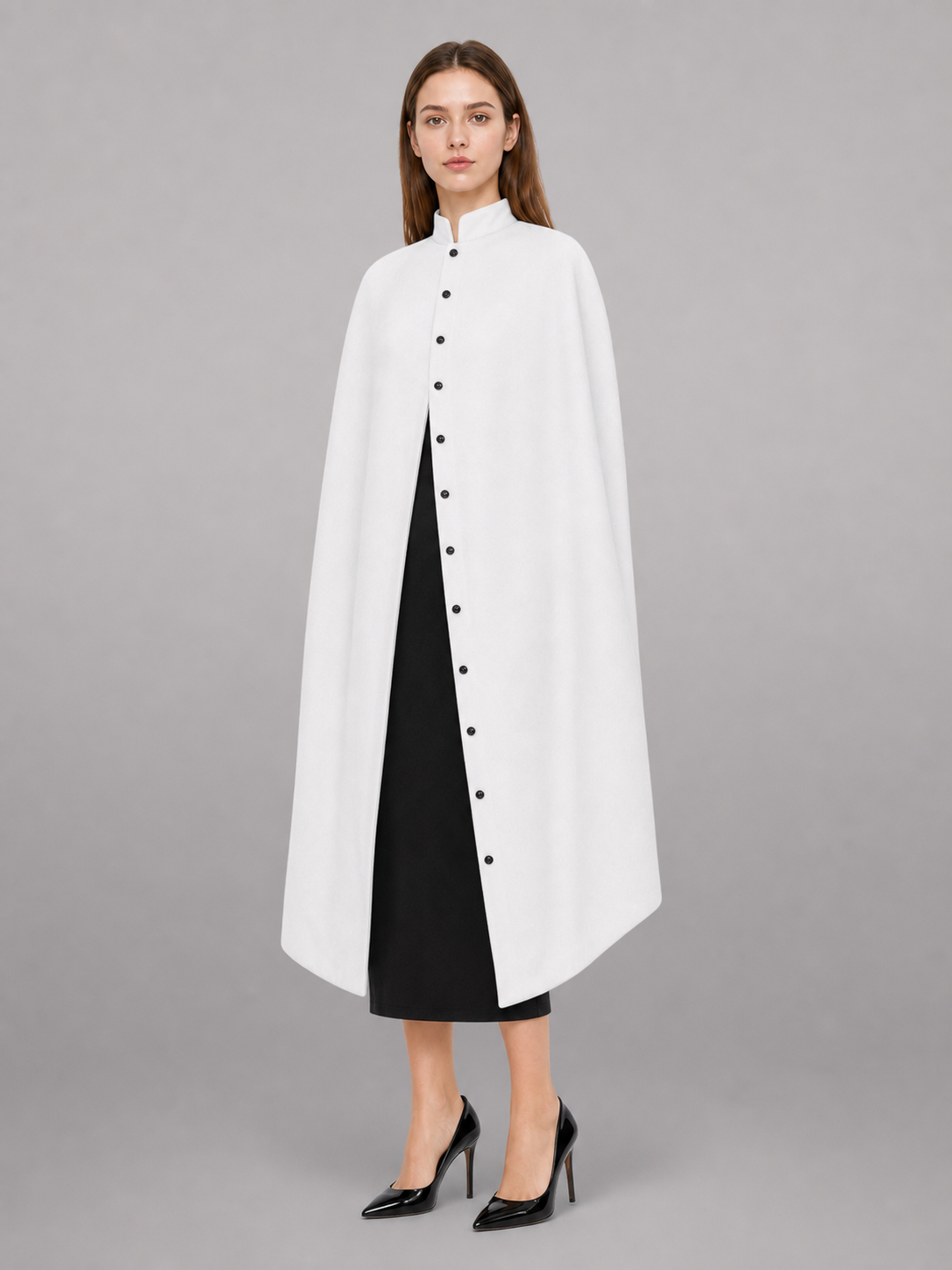White Hooded Carnival Cloak for a Costume Look