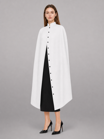 White Hooded Carnival Cloak for a Costume Look