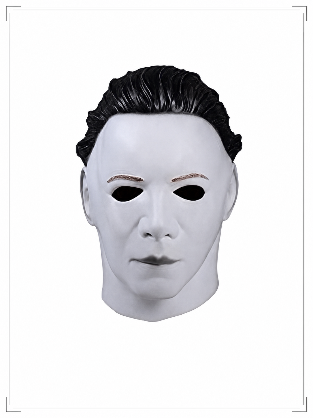 White face mask with black hair product view 24