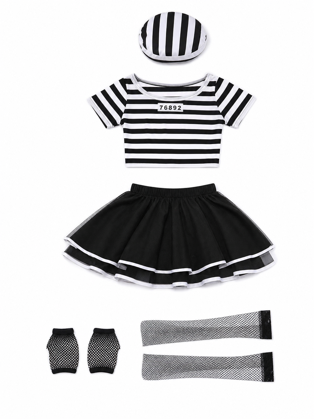 Striped Cosplay Costume with Skirt and Top included items