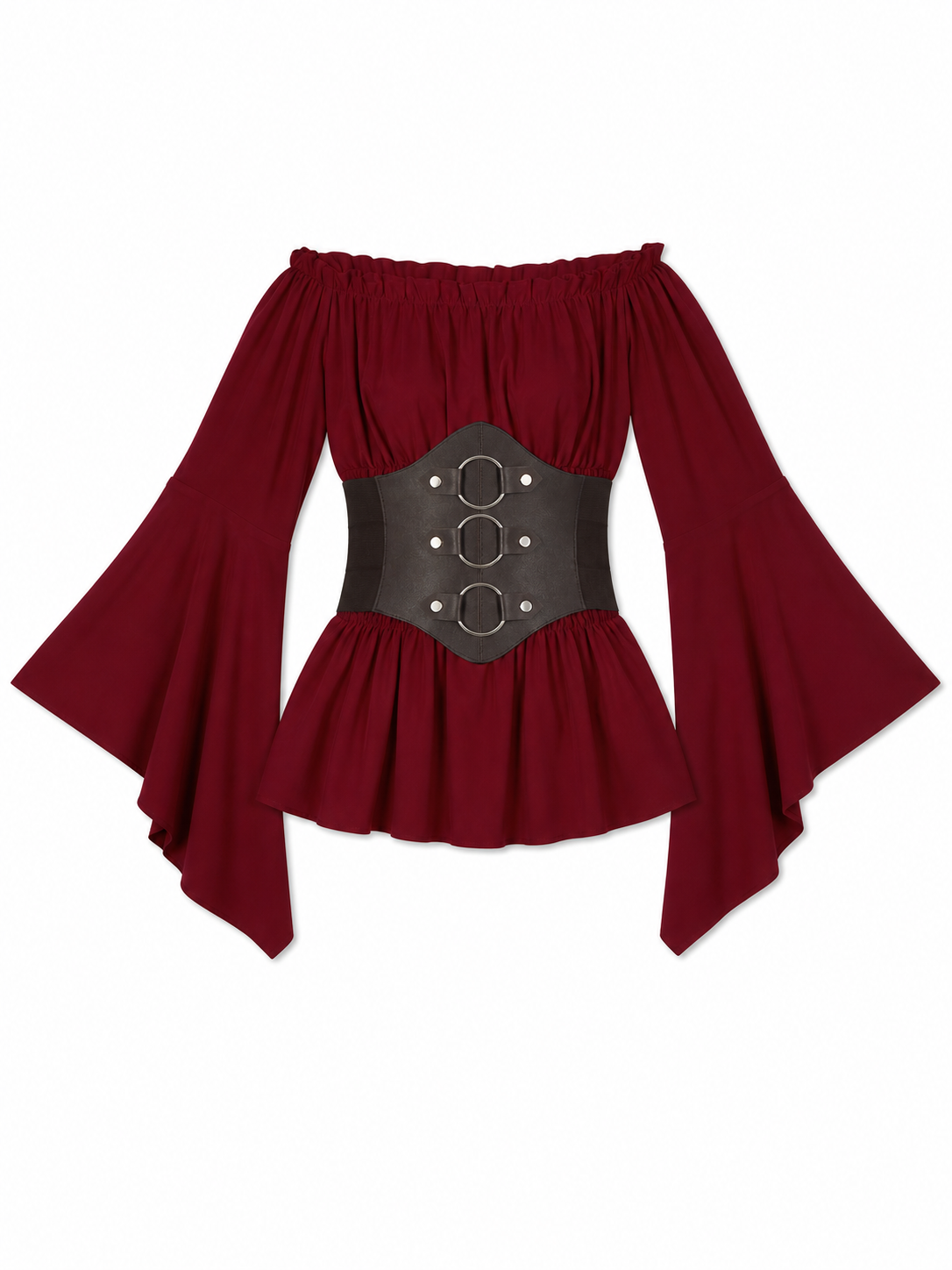 Costume Dress with Belt and Flared Sleeves
