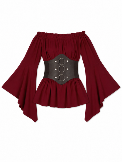 Costume Dress with Belt and Flared Sleeves