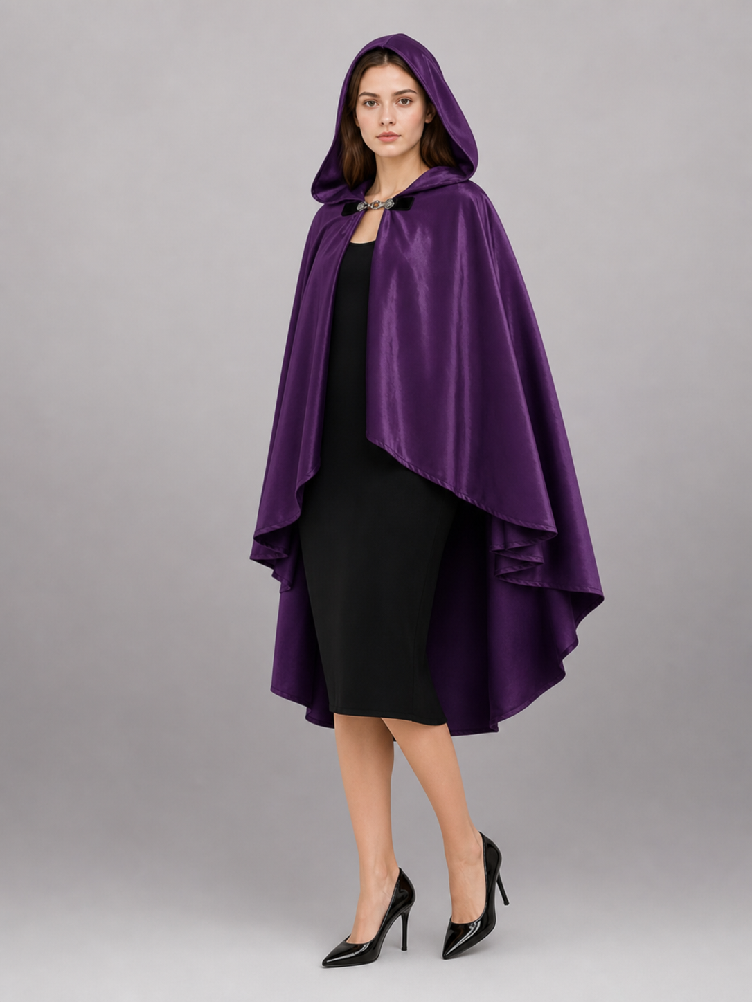 Purple Hooded Medieval Costume Cloak