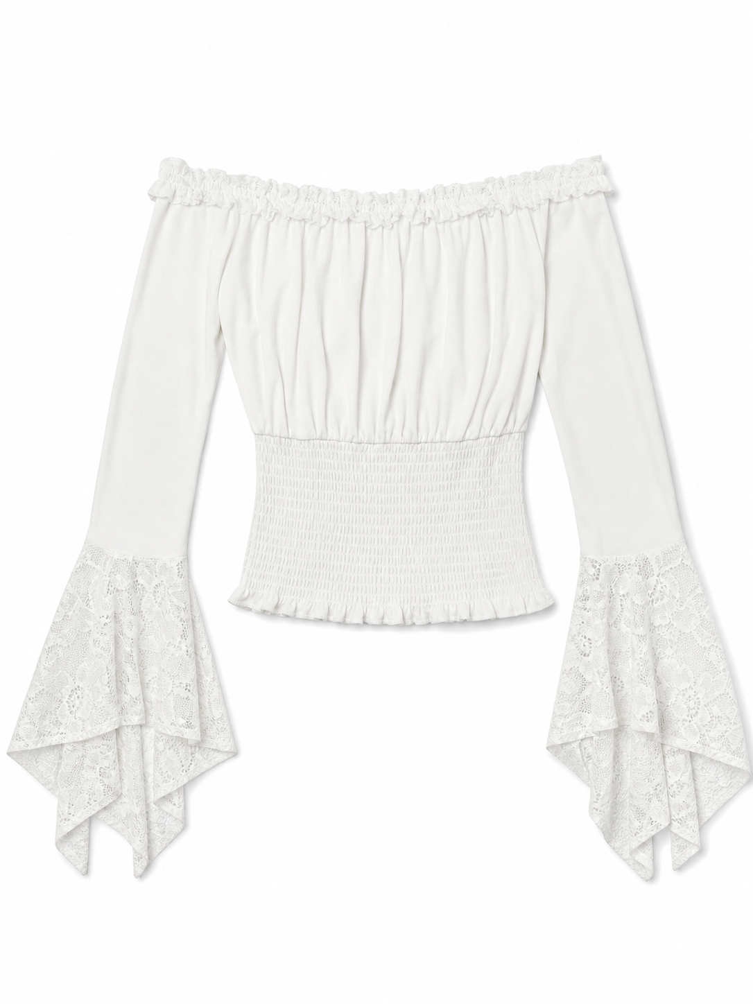 White Off-the-Shoulder Ruffle Blouse