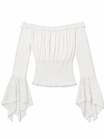 White Off-the-Shoulder Ruffle Blouse