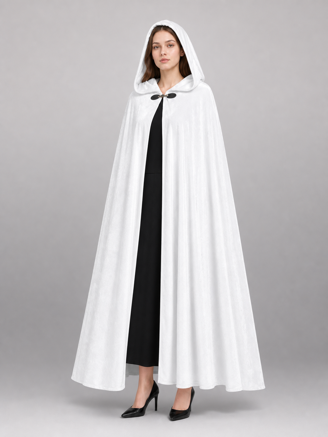 Long White Hooded Carnival Cloak
