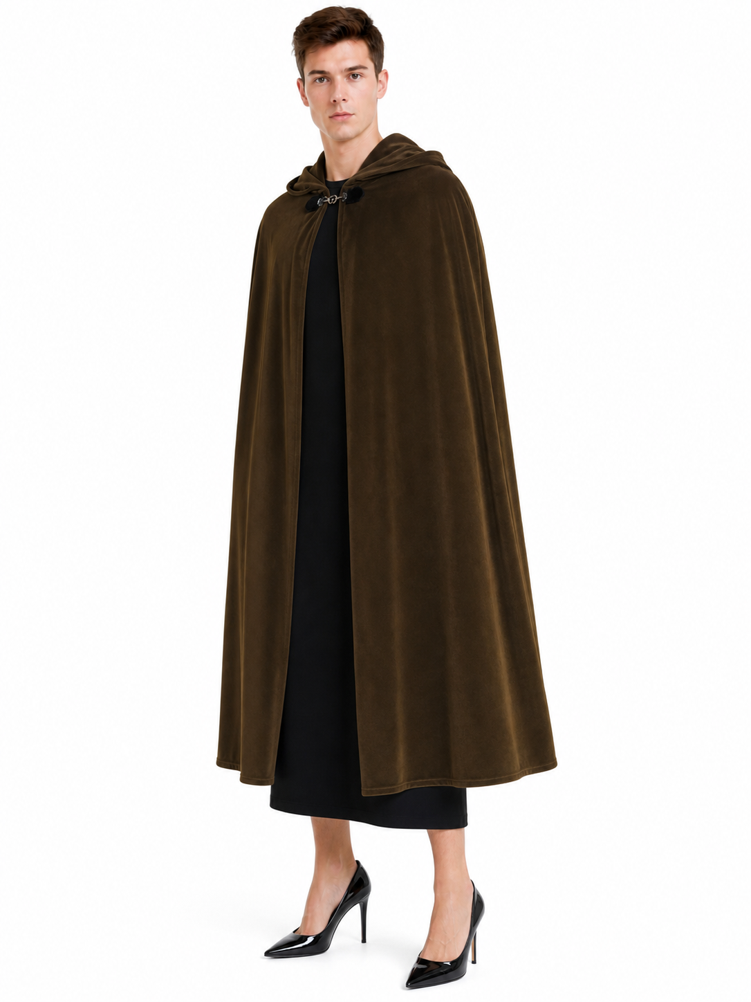 Brown Hooded Costume Cape