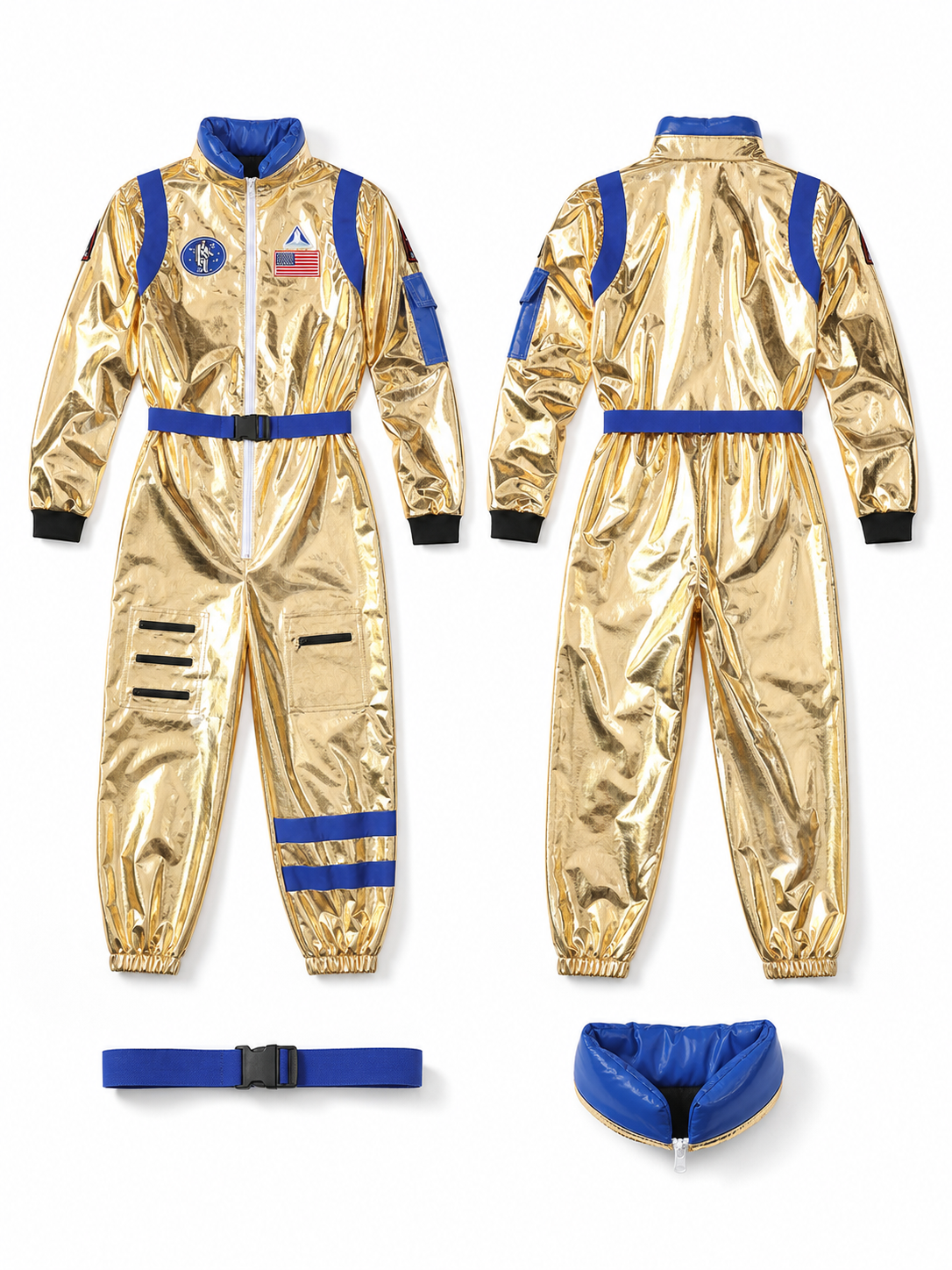 Gold-and-Blue Astronaut Costume Jumpsuit