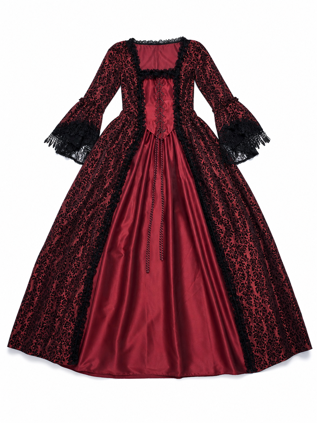 Renaissance-Style Dress with Lace and Long Sleeves included items