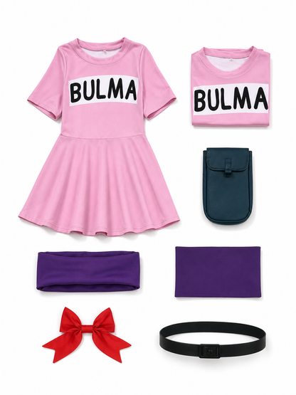 Bulma Cosplay Costume from Dragon Ball Z, Pink Dress