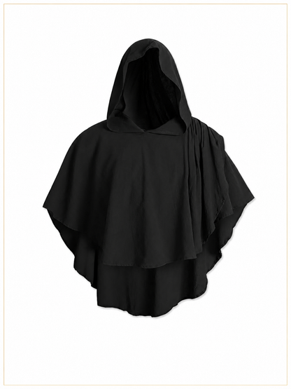 Women's Gothic Hooded Cape Cloak for Halloween Cosplay, Black Flowing Draped included items