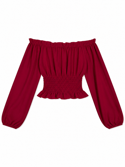 Off-the-Shoulder Blouse with Long Sleeves