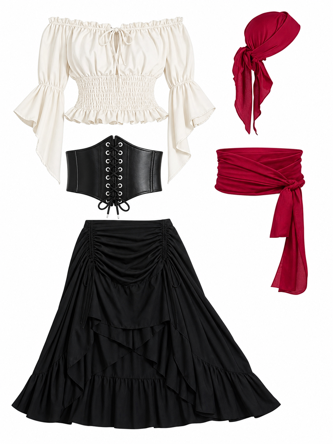 Pirate Costume with Corset and Layered Skirt