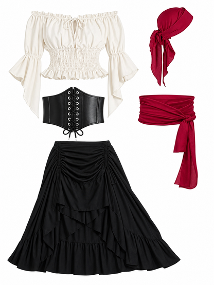 Pirate Costume with Corset and Layered Skirt