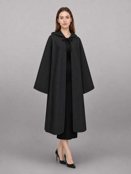 Long black hooded costume cape