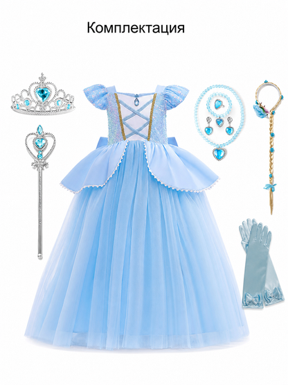Children’s Halloween costume with a full skirt dress and crown included items