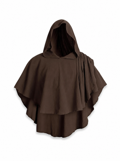 Women's Hooded Wanderer Cloak Costume with Layered Hem, Shoulder Draped Pleats included items 3