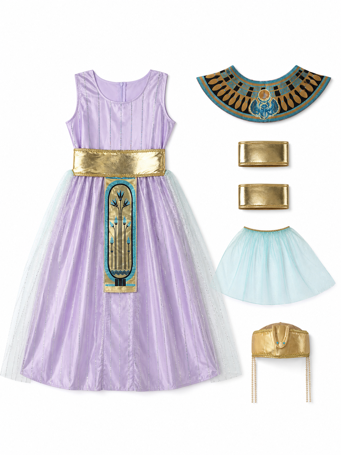 Cleopatra Costume with Long Dress and Egyptian Decorations