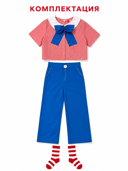 Circus-Style Clown Costume with Bow and Pants