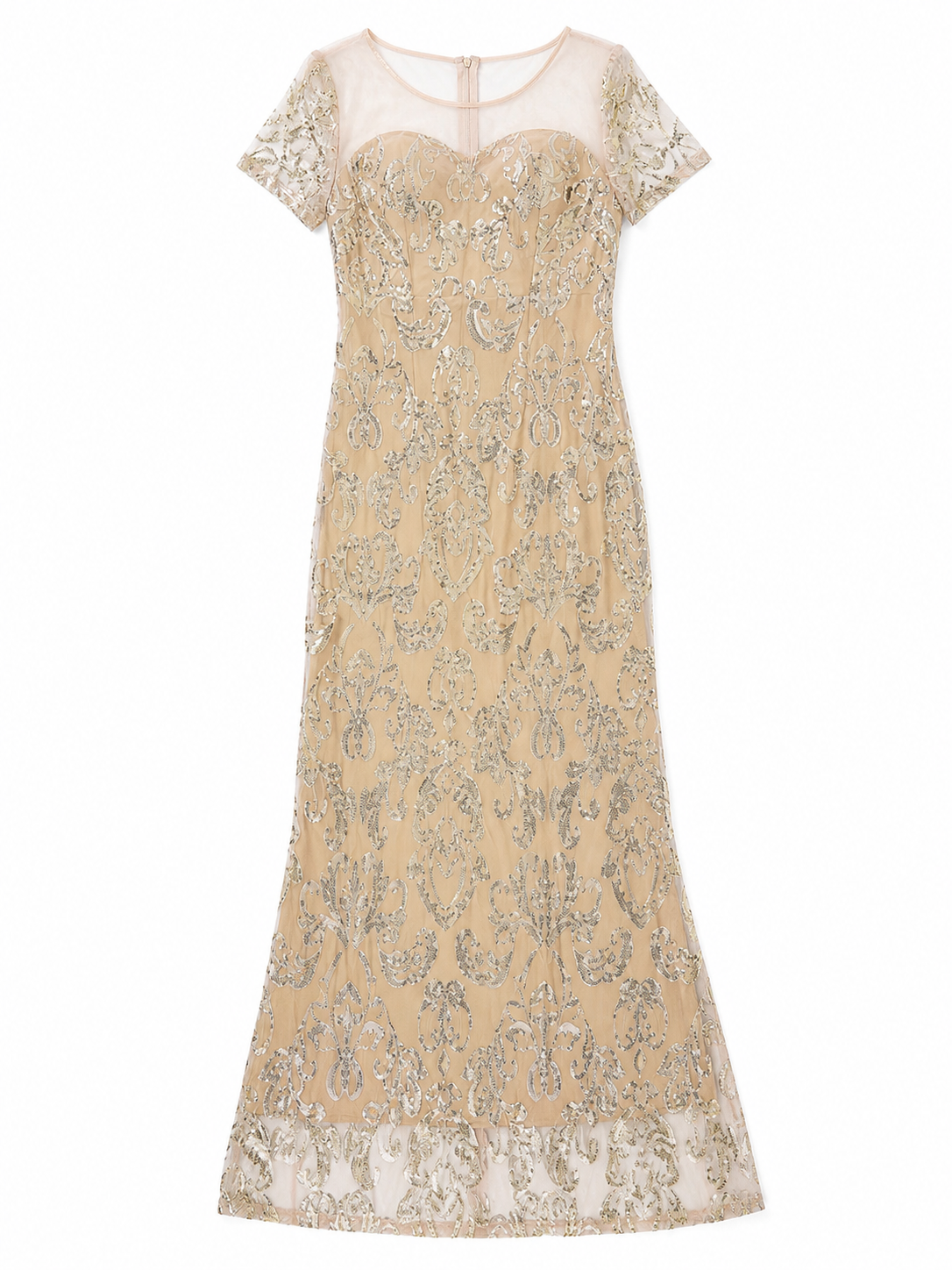 Long evening dress with sequins and pattern