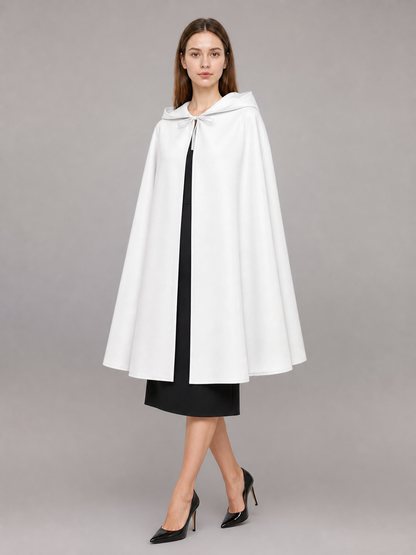 White Medieval Hooded Costume Cloak