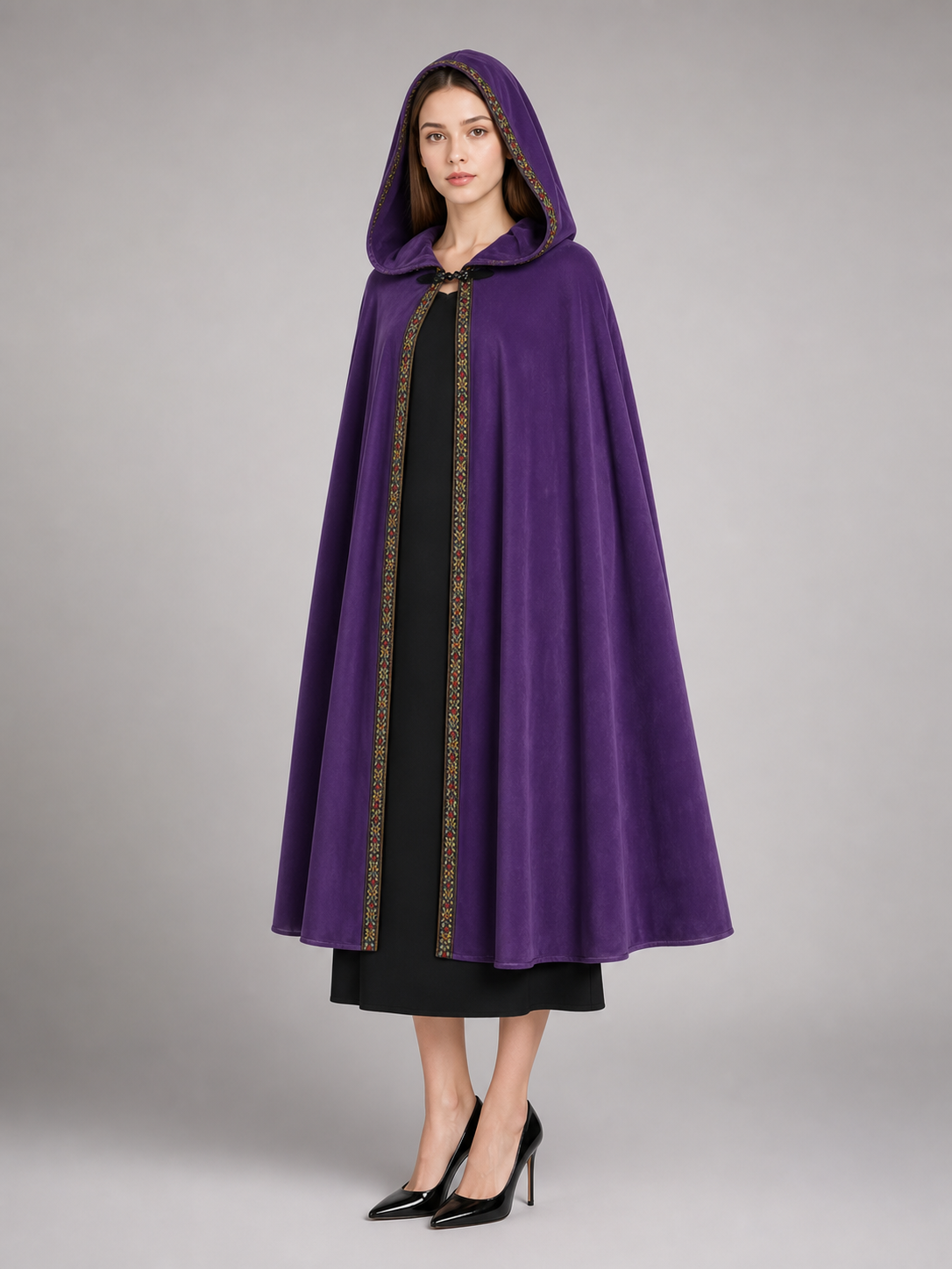 Purple Hooded Velvet Costume Cape product view 58