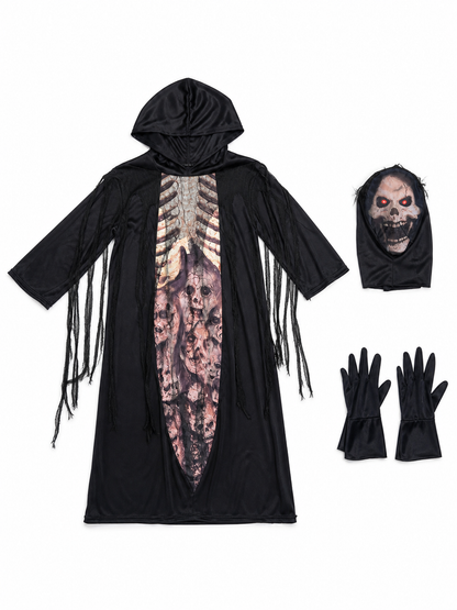 Gothic Hooded Skeleton Costume for Halloween