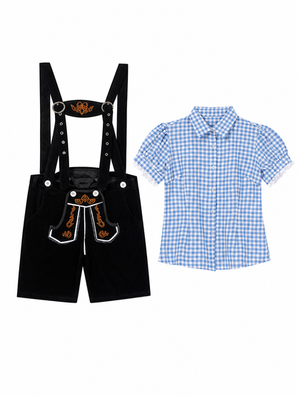 Suspenders Set: Plaid Shirt and Shorts
