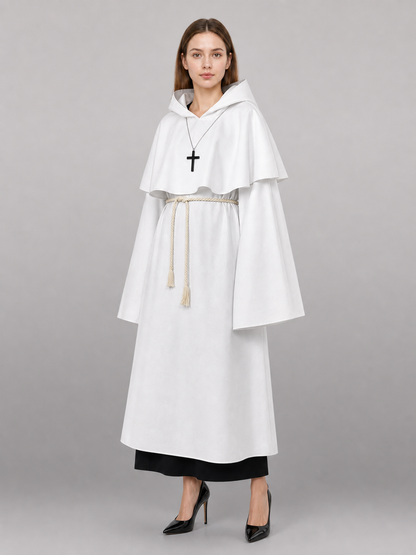 White hooded carnival cloak for cosplay