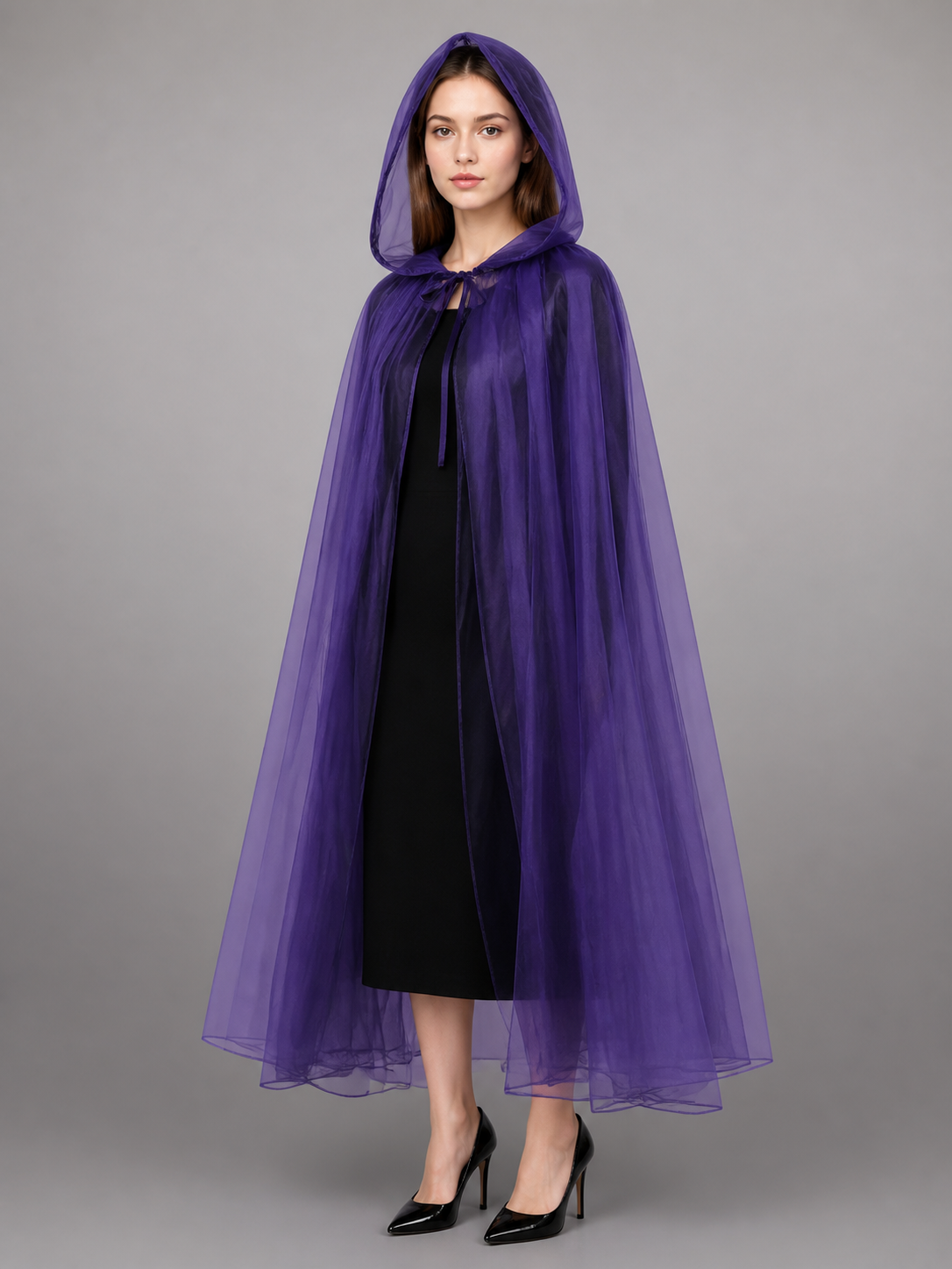 Purple Hooded Costume Cloak