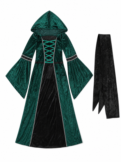 Gothic-Style Hooded Costume Dress